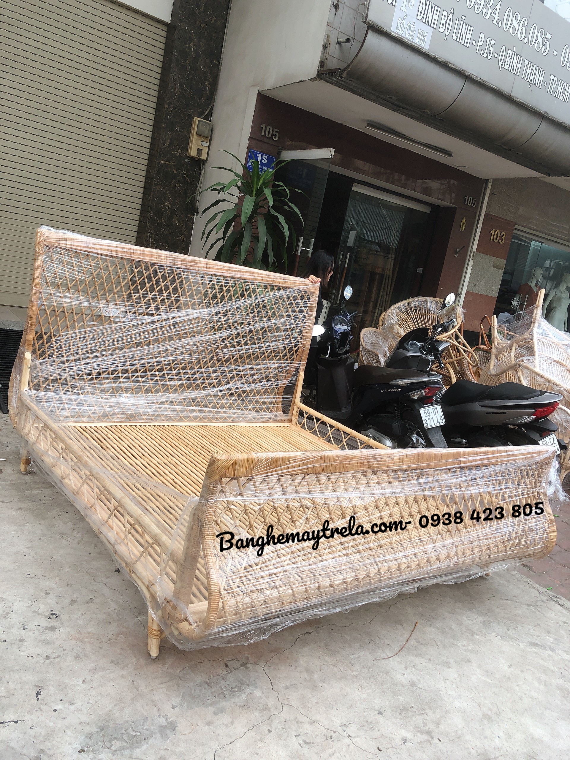 Giường mây tre đan tự nhiên